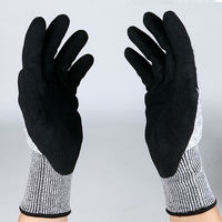 Gants de travail en nitrile résistants aux coupures CE Industriels HPPE EN388 Niveau 4 ANSI/ISEA Niveau de coupe 4 Revêtement noir