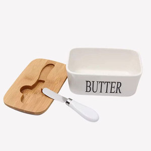 Assiette <span class=keywords><strong>à</strong></span> beurre rectangulaire en céramique avec logo personnalisé récipient <span class=keywords><strong>à</strong></span> <span class=keywords><strong>fromage</strong></span> de cuisine beurrier en porcelaine avec couvercle - Product Image 4