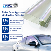 Film pour vitres automobiles Tuman Ultra Clear Purple Chameleon photochromique coloré, 82% VLT, 99% UVR, 86% IRR, teinte pour pare-brise
