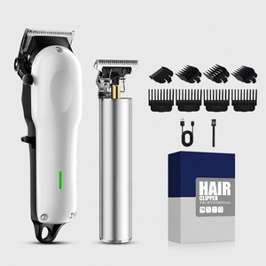 Nuovo Kit 2 Pezzi Regolabarba <span class=keywords><strong>e</strong></span> Tagliacapelli in Metallo Senza Fili Ricaricabile, Macchina Elettrica per <span class=keywords><strong>Capelli</strong></span> da Uomo - Product Image 1