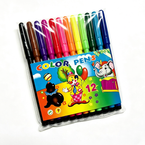 Factory Wholesale Cheap Price <b>12</b> Colors Marker Student Colour Drawing Art Gift Set Coloring Paint Marker Pens - Product Image 1