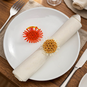 Bohemia Style Metal Napkin <b>Rings</b> Multi-Color Daisy <b>Sunflower</b> Eco-Friendly Stocked Table Decoration for Hotel Wedding Party - Product Image 2