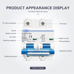 TOMZN Disjoncteur DC 2P MCB 600V 125A 100A 80A pour Système PV <span class=keywords><strong>Courbe</strong></span> C, Interrupteur Principal de Batterie - Product Image 4