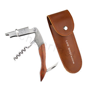 Ouvre-bouteille de vin en bois de rose et en liège, avec sac en cuir PU et ouvre-vin avec étui en cuir, prix d'usine, - Product Image 1