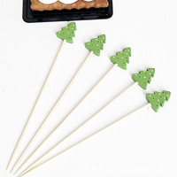 Fabriekslevering 12cm Biologisch afbreekbare Kerst- en Halloween mini bamboe spiesjes - Kerstman boom fruitprikkers - 100 verpakkingen per