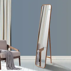 अनुकूलित नई शैली फर्नीचर खड़े बांस फंसाया पूर्ण लंबाई कमरे में रहने वाले ड्रेसिंग दर्पण