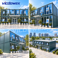 VICDOWEX Bureau Conteneur Modulaire Préfabriqué Moderne à Assemblage Rapide avec Mur Rideau en Verre Design Contemporain pour Salle d'Exposition et Réception