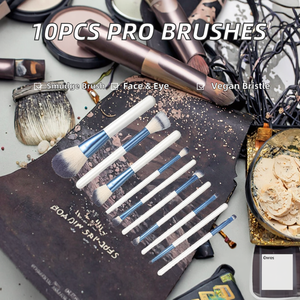 10Pcs Vegan Flat Concealer Makeup Brush Set Custom Logo Synthetic Hair Face <b>Eye</b> Brush - Product Image 2