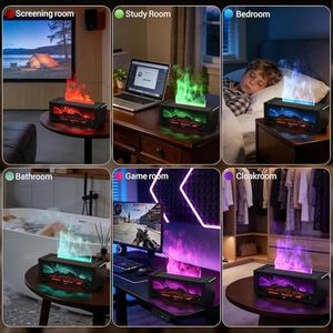 High Quality Customizable Color Logo Aroma <b>Diffuser</b> Simulation Fireplace Flame Humidifier for Bedroom Living <b>Room</b> for Household - Product Image 3