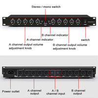 GAX-206 Équipement Professionnel Répartiteur Amplificateur Distributeur de Signal Audio Stéréo Mono 2 Entrées 10 Sorties XLR pour Scène