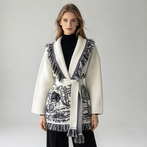 Jxwatcher <span class=keywords><strong>Cardigan</strong></span> in Cashmere Morbido Lavorato a Maglia <span class=keywords><strong>con</strong></span> Collo a Risvolto e Nappine, Personalizzabile, <span class=keywords><strong>con</strong></span> <span class=keywords><strong>Cintura</strong></span>, per Donna - Product Image 3