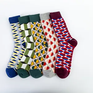 New Plaid British Gentleman Fashion Socks Diamond Lattice Happy Socks Men Casual Socks