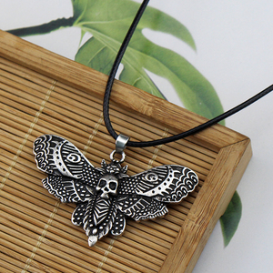Collier pendentif vintage Crâne <span class=keywords><strong>de</strong></span> moustache <span class=keywords><strong>de</strong></span> <span class=keywords><strong>la</strong></span> <span class=keywords><strong>mort</strong></span>, motif insecte gothique, cordon en cire noire, style sombre, bijou <span class=keywords><strong>de</strong></span> cou, cadeau - Product Image 2