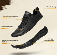 Chaussures de course en cuir grande taille 40-47 avec doublure en mesh pour pieds larges et épais, chaussures décontractées pour hommes, style pieds nus