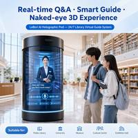 Kios Manusia Virtual Holografik AI 75'' |   Layar LED Silinder Sentuh |   Avatar Interaktif Museum Perpustakaan