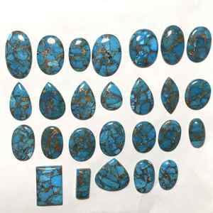 Cabochon Flatback Lisse en Cuivre Bleu Naturel Turquoise Pierres Précieuses Véritables en Vrac pour la Fabrication de Bijoux OEM Disponible en Gros - Product Image 2