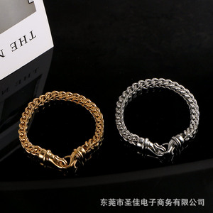 Pulsera Cuadrada para Hombre Chapada en Oro, Cadena de Acero de Titanio CE636, Accesorio Moderno de 21cm 23cm, Diseño Geométrico - Product Image 3