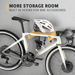 Bamboo <b>Bicycle</b> <b>Frame</b> Wall Mount 26.7 x 9.4 x 27.9 Cm Detachable Hooks Indoor Bike Rack - Product Image 3