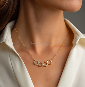 Collana in argento Sterling bianco zircone cubico alla moda geometrico placcato oro <span class=keywords><strong>gioielli</strong></span> per amanti - Product Image 5