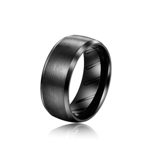 <b>Tungsten</b> Men's Wedding <b>Ring</b> <b>Black</b> Gun Plated Geometric Minimalist Design DJ086 - Product Image 2