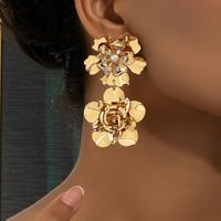Vente en Gros Vintage Grande Fleur Boucles d'Oreilles pour Femmes Tendance Bijoux de Mode Boucle d'Oreille en Alliage
