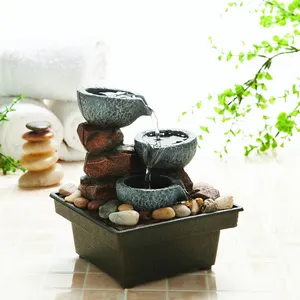 Fontaine Plastic Tafelblad Fontein Met Stone Batterij Fontein Met Led