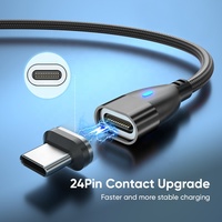 Logo personnalisé gratuit 3 en 1 Accessoires pour téléphone portable PD 60W Tête droite 24PIN Transfert de données Câble de charge magnétique Type C