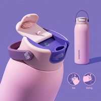 Bouteille d'eau isotherme Everich 2-en-1 en acier inoxydable à double paroi avec couvercle pivotant ou à ouverture directe et paille, personnalisable avec logo