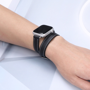 Ceinture de <span class=keywords><strong>luxe</strong></span> en cuir véritable pour <span class=keywords><strong>apple</strong></span> <span class=keywords><strong>Watch</strong></span> ultra 2 sangles 49mm 46mm 45mm 44mm 40mm Double <span class=keywords><strong>Bracelet</strong></span> pour hommes femmes dragonne - Product Image 4