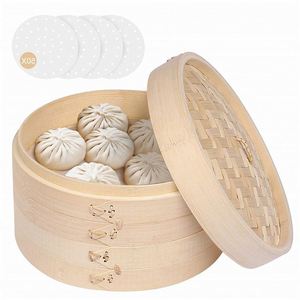Cocedor de vapor de bambú para dim sum, patatas fritas y camarones, con 5 niveles de cocción, soporte para wok - Product Image 4