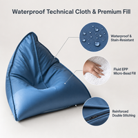 Fauteuil pouf triangulaire OEM en tissu technique, inclinable ergonomique, pour salon et chambre à coucher, vente en gros