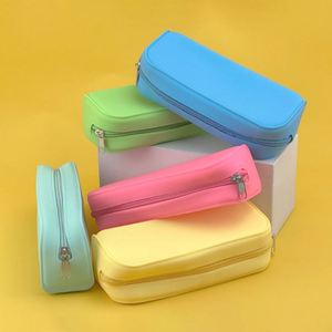 Custom Large Capacity Pencil <b>Case</b> Personalizable Basics Water Resistant Zipper Closure Silicone <b>Makeup</b> Bag - Product Image 5