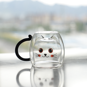 Tazza da caffè in vetro di nuovo Design personalizzabile in borosilicato a doppia parete da 300ml con adesivo per gatti cattivi - Product Image 2