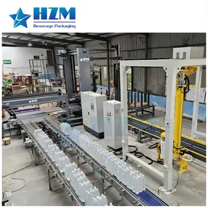 Automatic Palletizer Machine For Stacking Water Bottle Cartons And Palletizing Film Packs On Pallet