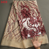 3459 Nouveauté Tissu en dentelle de tulle africaine française à sequins 2023, de haute qualité et de luxe, pour la confection de robes de mariée et de soirée