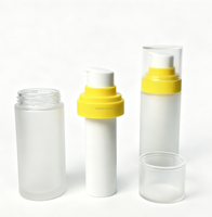 CMC - Flacon en verre sans air pour cosmétiques, rechargeable, OEM, transparent givré, à double paroi, vide, avec flacon intérieur en PP
