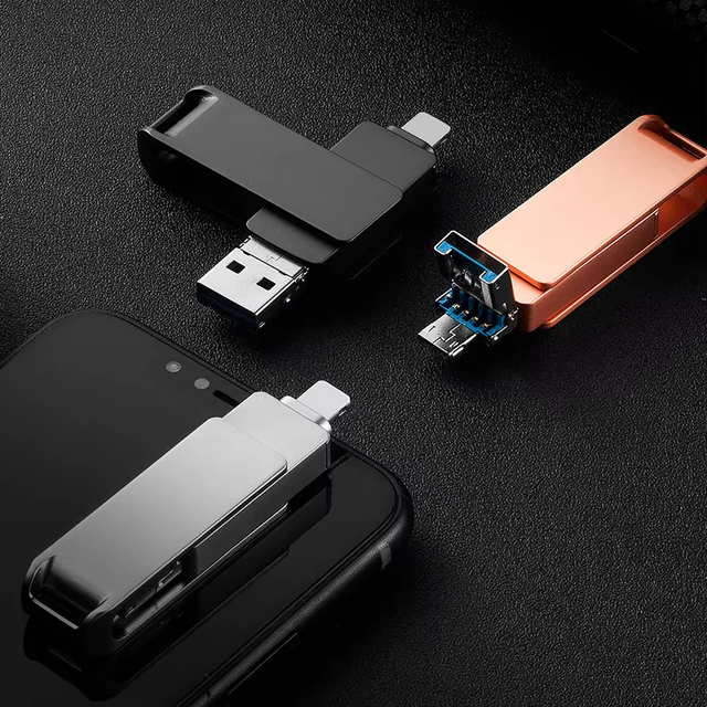 3 in 1 OTG USB Flash Drive 64GB 32GB 16GB 8GB Stick Drive Smartphones OTG 2.0 3.0 USB Memory