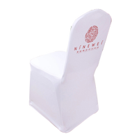 Housse de chaise avec Logo imprimé personnalisé, housse de chaise en Spandex blanc d'affaires avec Logo