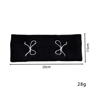 Faixa de Cabelo Tricotada com Bordado em Laço, Faixa Elástica Larga para Esportes, Academia e Yoga, Acessório de Cabelo Tendência para Mulheres - Product Image 5