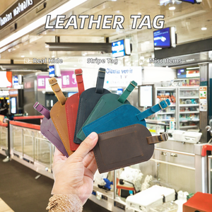 Genuine Leather Striped Luggage Tag Baggage Tags ID <b>Label</b> for <b>Suitcases</b> Backpack - Product Image 2