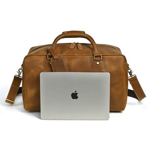 Men's Genuine Leather Duffel <b>Bag</b> <b>Large</b> Capacity Business Travel Crossbody <b>Shoulder</b> <b>Bag</b> Dark Brown Light Brown Solid Color - Product Image 3