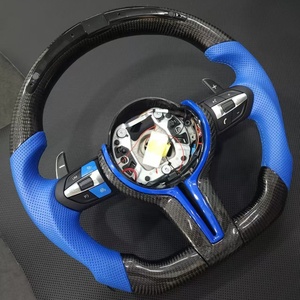Volante de Coche de Cuero Azul y Fibra de Carbono para <span class=keywords><strong>BMW</strong></span> F10 F11 F20 F21 F30 F31 F34 F32 F33 F36 F20 F22 F23 F48 M3 M5 Serie <span class=keywords><strong>E</strong></span> - Product Image 6