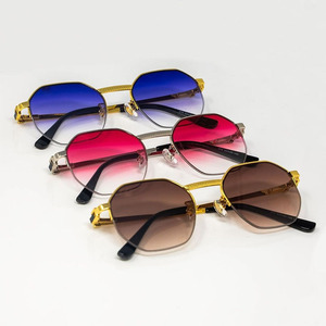 Lunettes de soleil demi-cerclées LMA de qualité supérieure pour hommes et femmes, monture métallique argentée et dorée, verres dégradés UV400, personnalisables, lunettes haut de gamme - Product Image 1