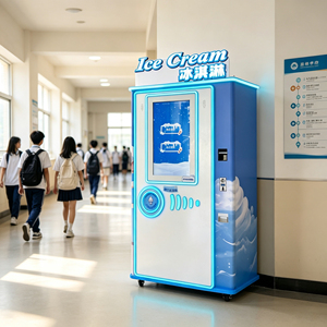 เครื่องทำไอศกรีมแบบหยอดเหรียญอัตโนมัติขนาด 32 นิ้ว พร้อมแขนหุ่นยนต์ ความจุ 100-120 ถ้วย เครื่องขายไอศกรีมแบบบริการตนเอง - Product Image 1