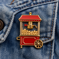 Broche en émail personnalisée avec logo, machine à pop-corn, badge cinéma rétro, souvenir de film, cadeau, fabrication OEM ODM en gros
