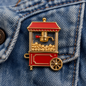 Pin de solapa esmaltado con logotipo personalizado de máquina de palomitas de maíz, insignia retro de cine, recuerdo de <span class=keywords><strong>película</strong></span>, broche, regalo, venta al por mayor, OEM ODM de fábrica - Product Image 3