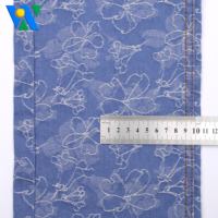 Tissu denim jacquard 10,5 oz, teint à base de plantes, sans élasticité, 10*7, poids moyen, motif floral, tissu denim écologique, vente en gros