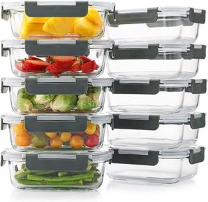 Kitchen Glass Microwavable Airtight Hermetic <b>Lunch</b> Box <b>Set</b> with Stackable Food Grade Containers for Food Storage - Product Image 1