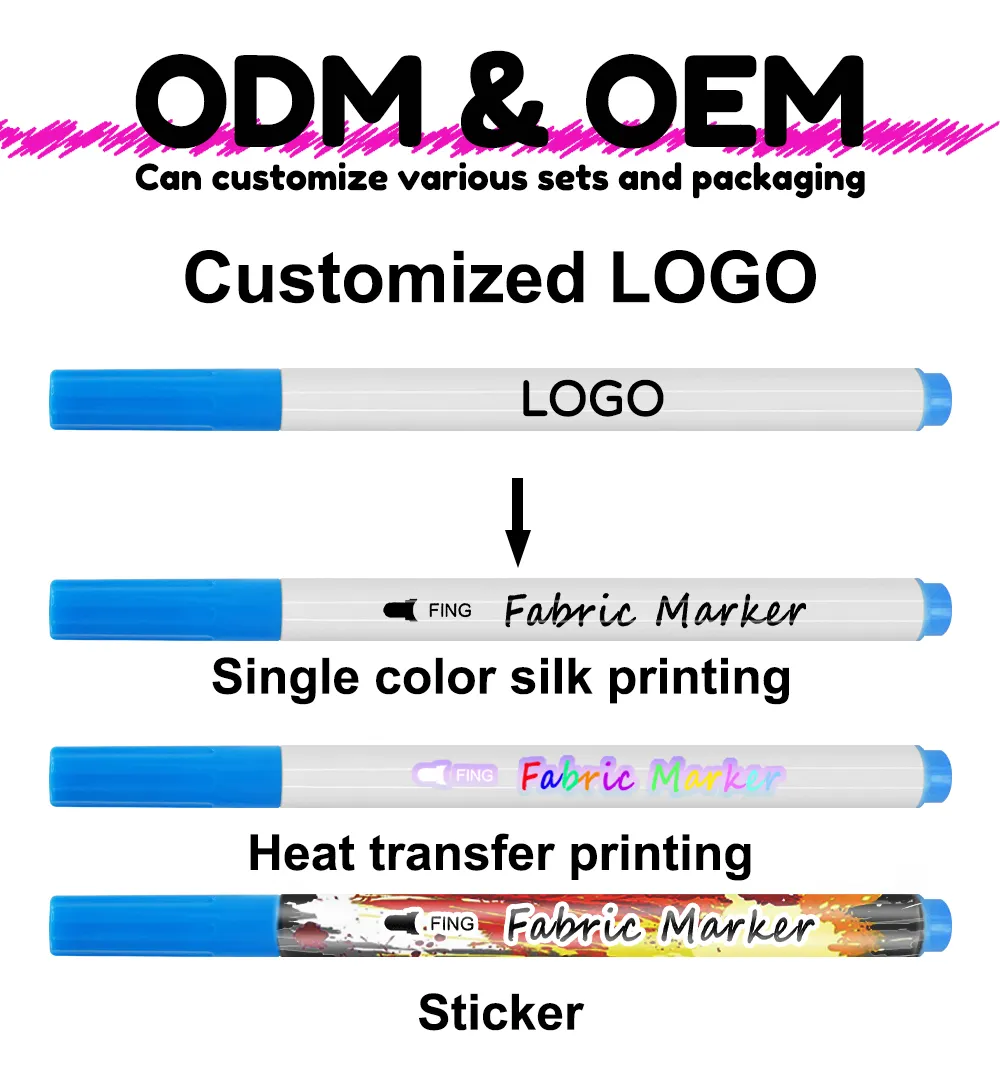 KHY KH2800 영구 2MM 펜 페인트 도매 섬유 세트 24 컬러 인쇄 티셔츠 어린이 아트 패브릭 마커