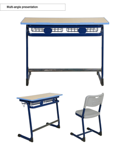 Conjuntos de Muebles Escolares Metálicos de Diseño Americano, Escritorio Doble y Silla, Mesa para Estudiantes de Primaria - Product Image 4